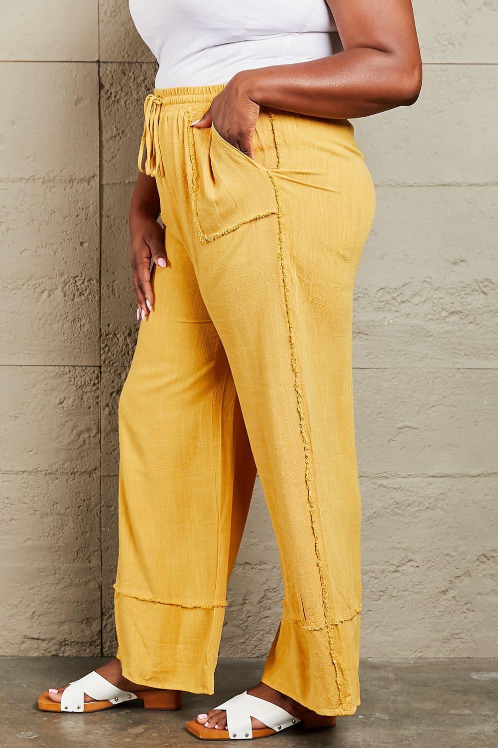 HEYSON Love Me Full Size Mineral Wash Wide Leg Pants - SwagglyLife Home & Fashion