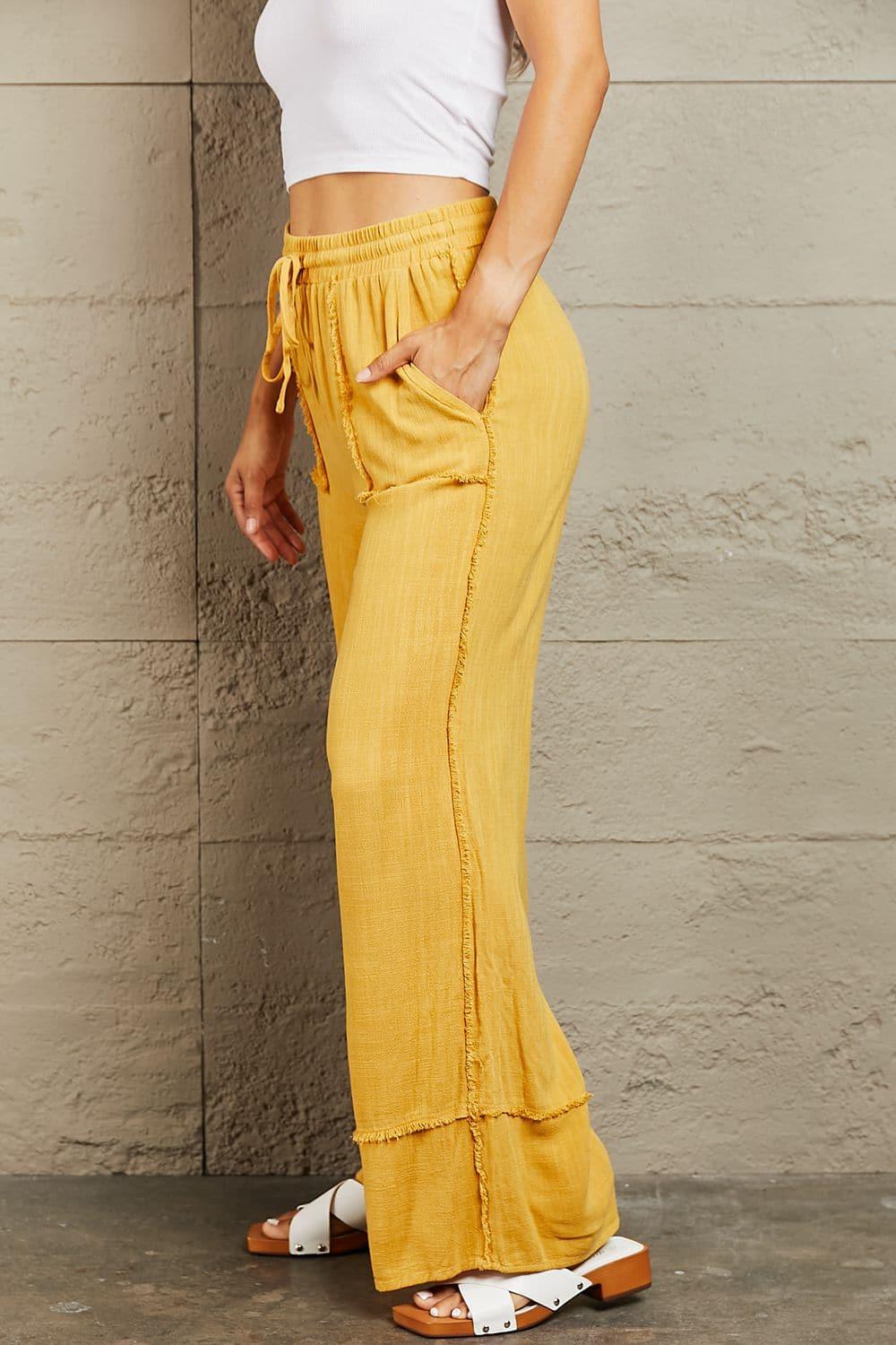 HEYSON Love Me Full Size Mineral Wash Wide Leg Pants - SwagglyLife Home & Fashion