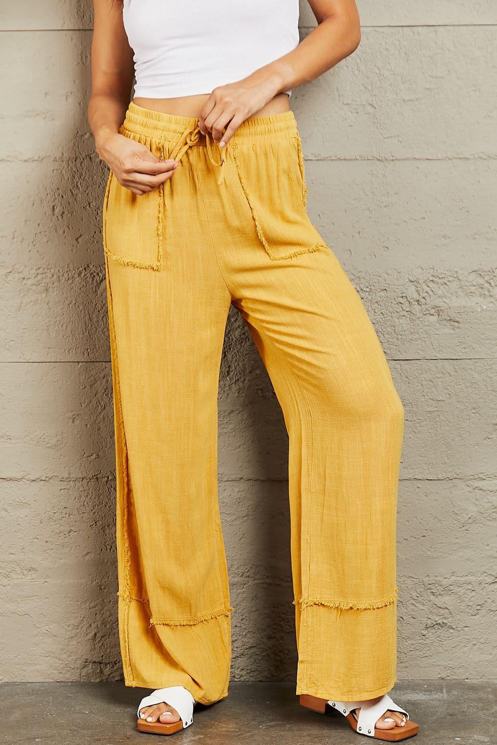 HEYSON Love Me Full Size Mineral Wash Wide Leg Pants - SwagglyLife Home & Fashion