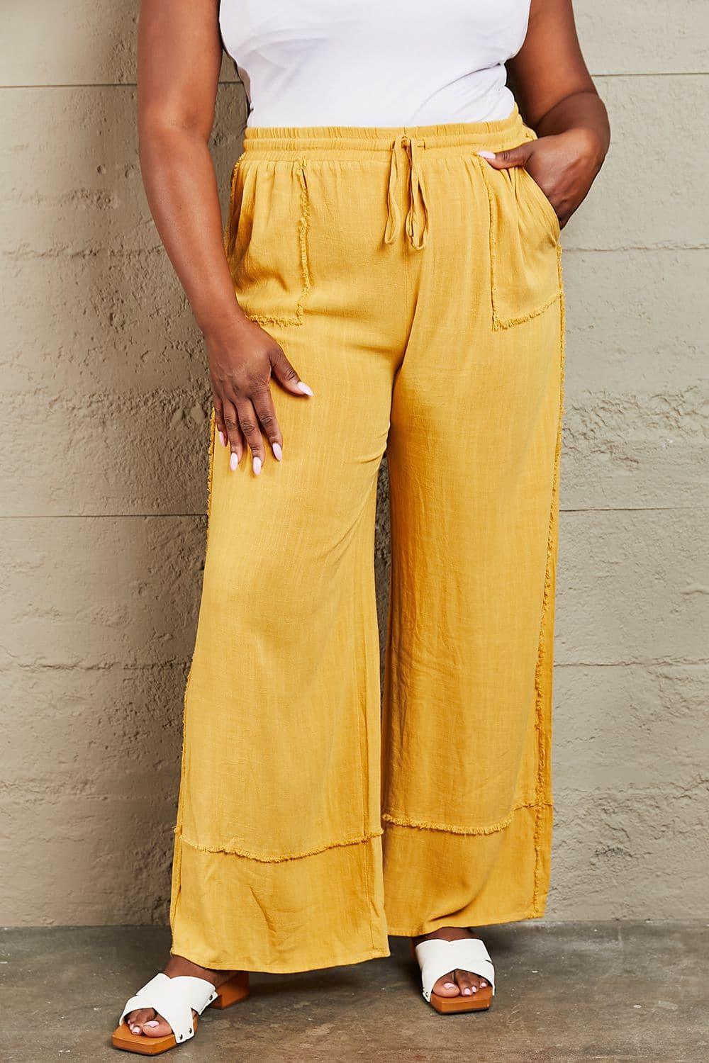 HEYSON Love Me Full Size Mineral Wash Wide Leg Pants - SwagglyLife Home & Fashion