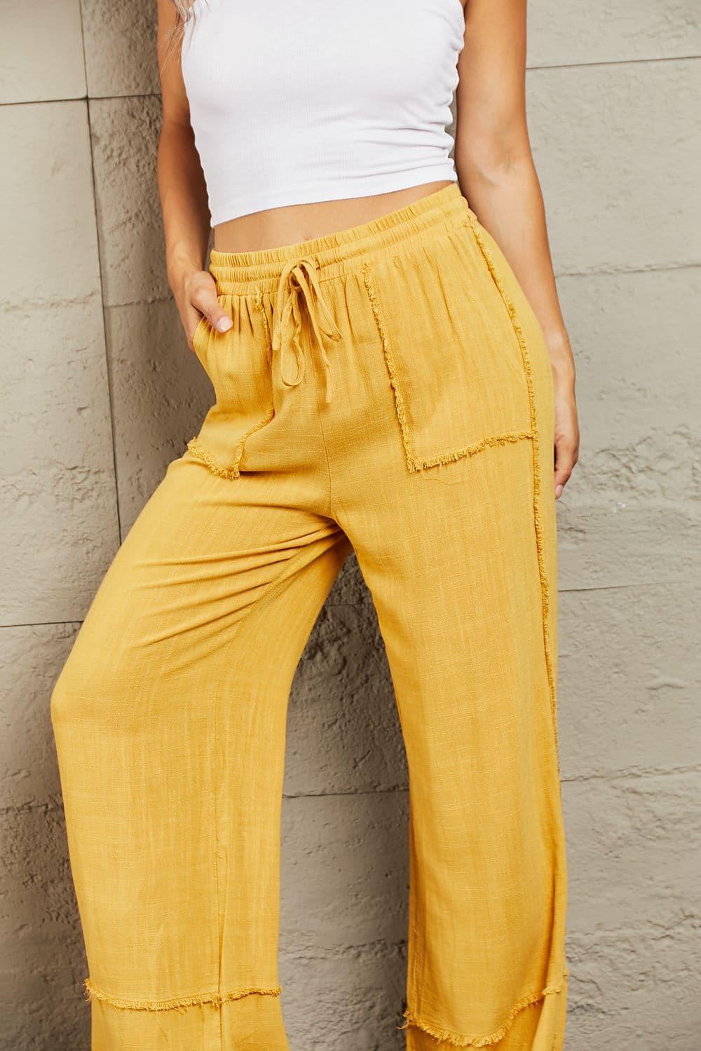 HEYSON Love Me Full Size Mineral Wash Wide Leg Pants - SwagglyLife Home & Fashion