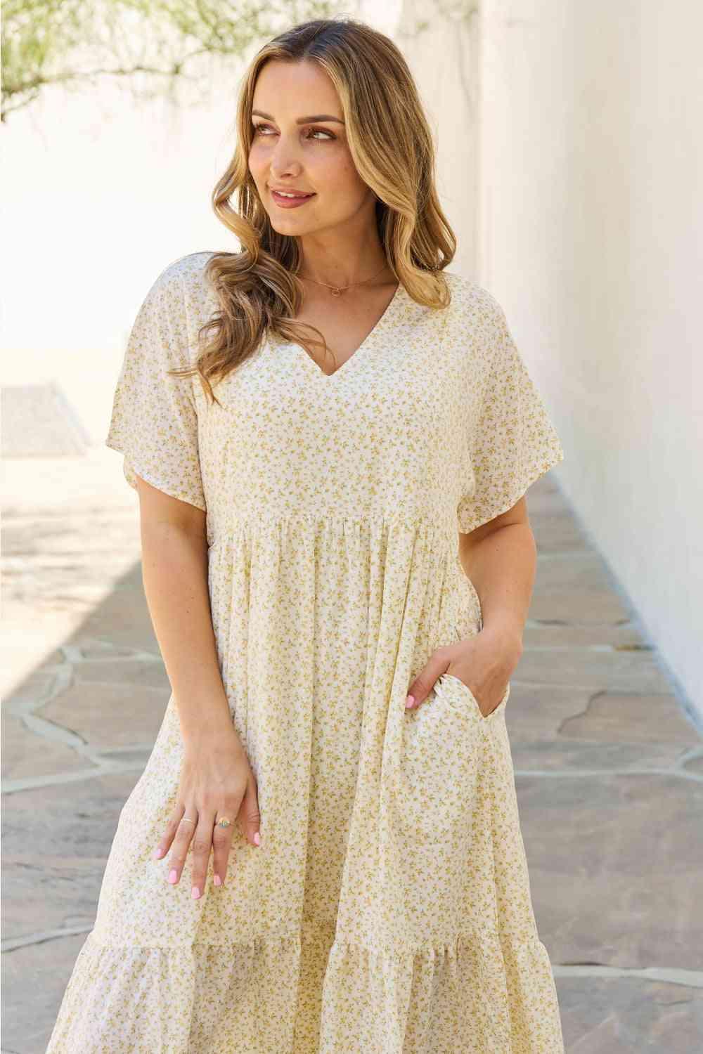 HEYSON Spring Baby Full Size Kimono Sleeve Midi Dress in Cream - SwagglyLife Home & Fashion