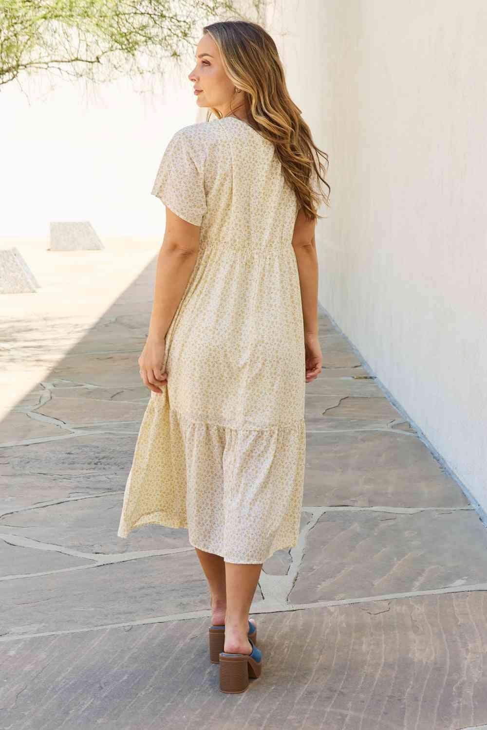 HEYSON Spring Baby Full Size Kimono Sleeve Midi Dress in Cream - SwagglyLife Home & Fashion