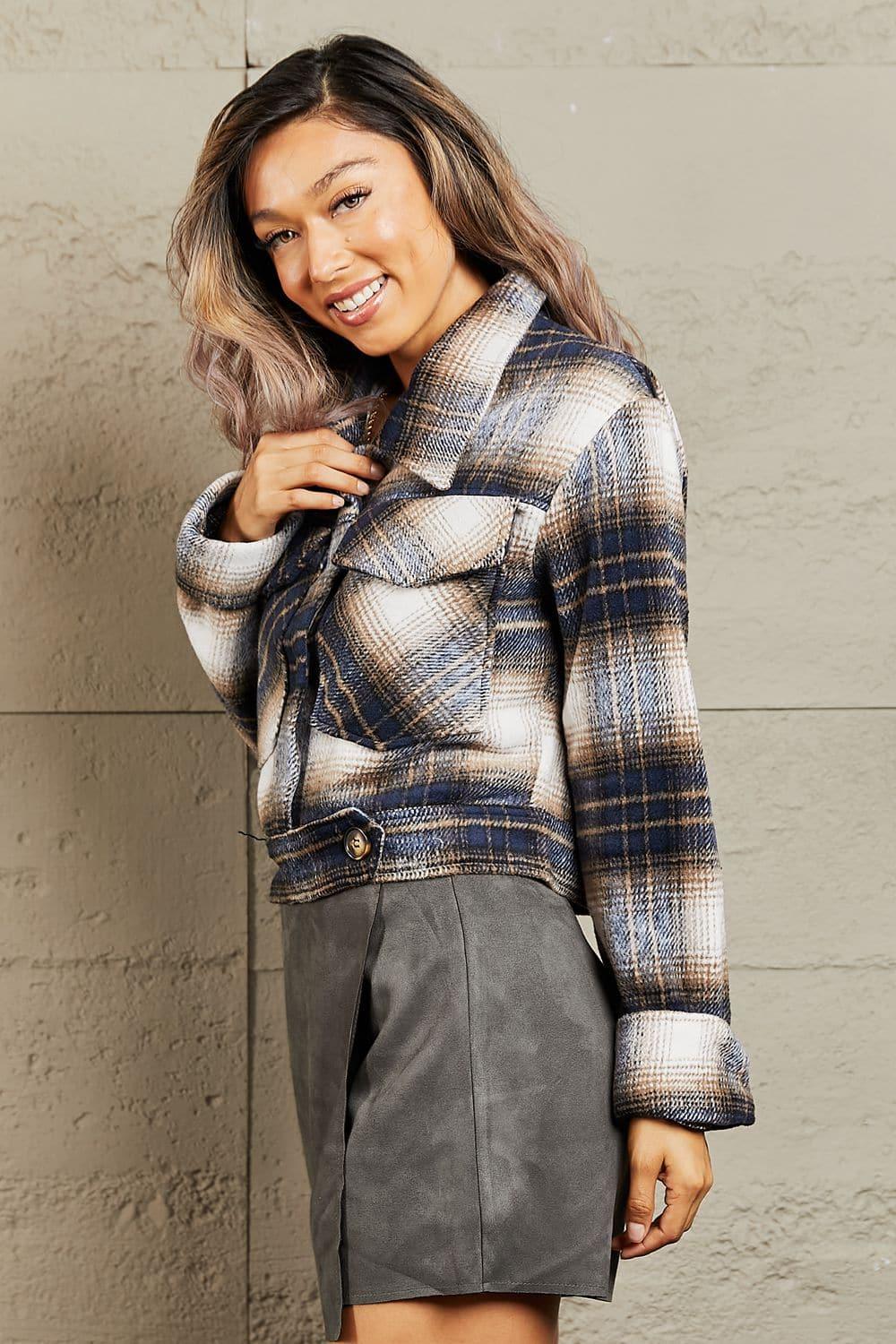 HYFVE Put In Work Semi Cropped Plaid Shacket - SwagglyLife Home & Fashion