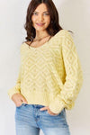 HYFVE V-Neck Patterned Long Sleeve Sweater - SwagglyLife Home & Fashion