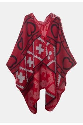 Jacquard Pattern Hooded Shawl - SwagglyLife Home & Fashion