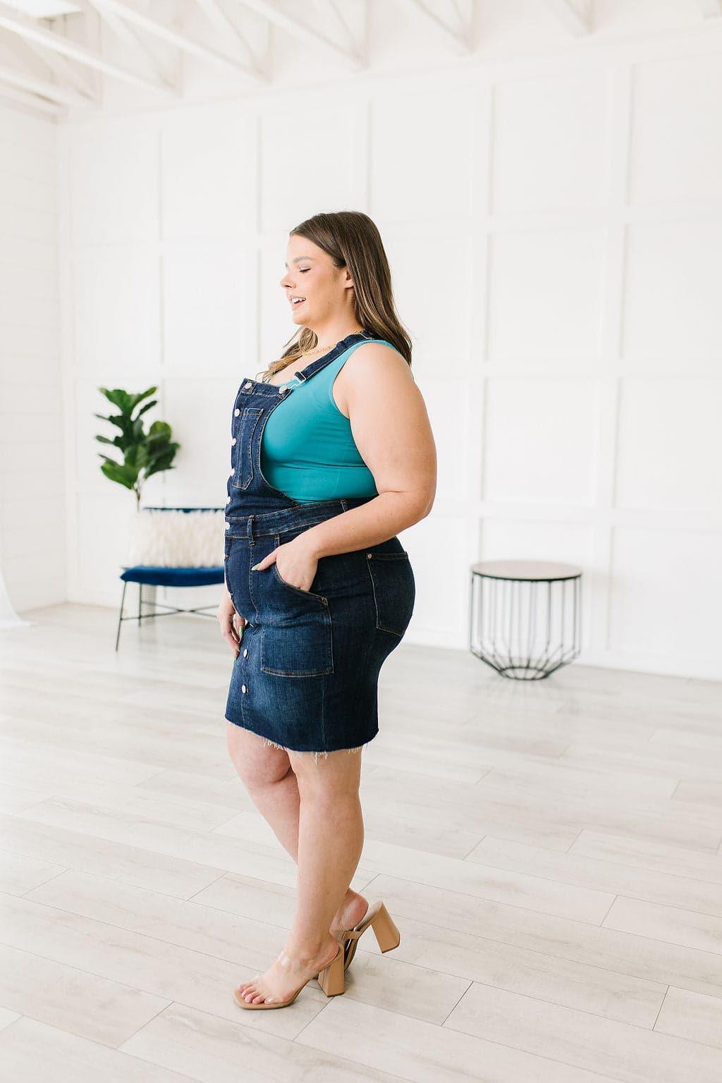 Agnes Denim Overall Dress - SwagglyLife Home & Fashion