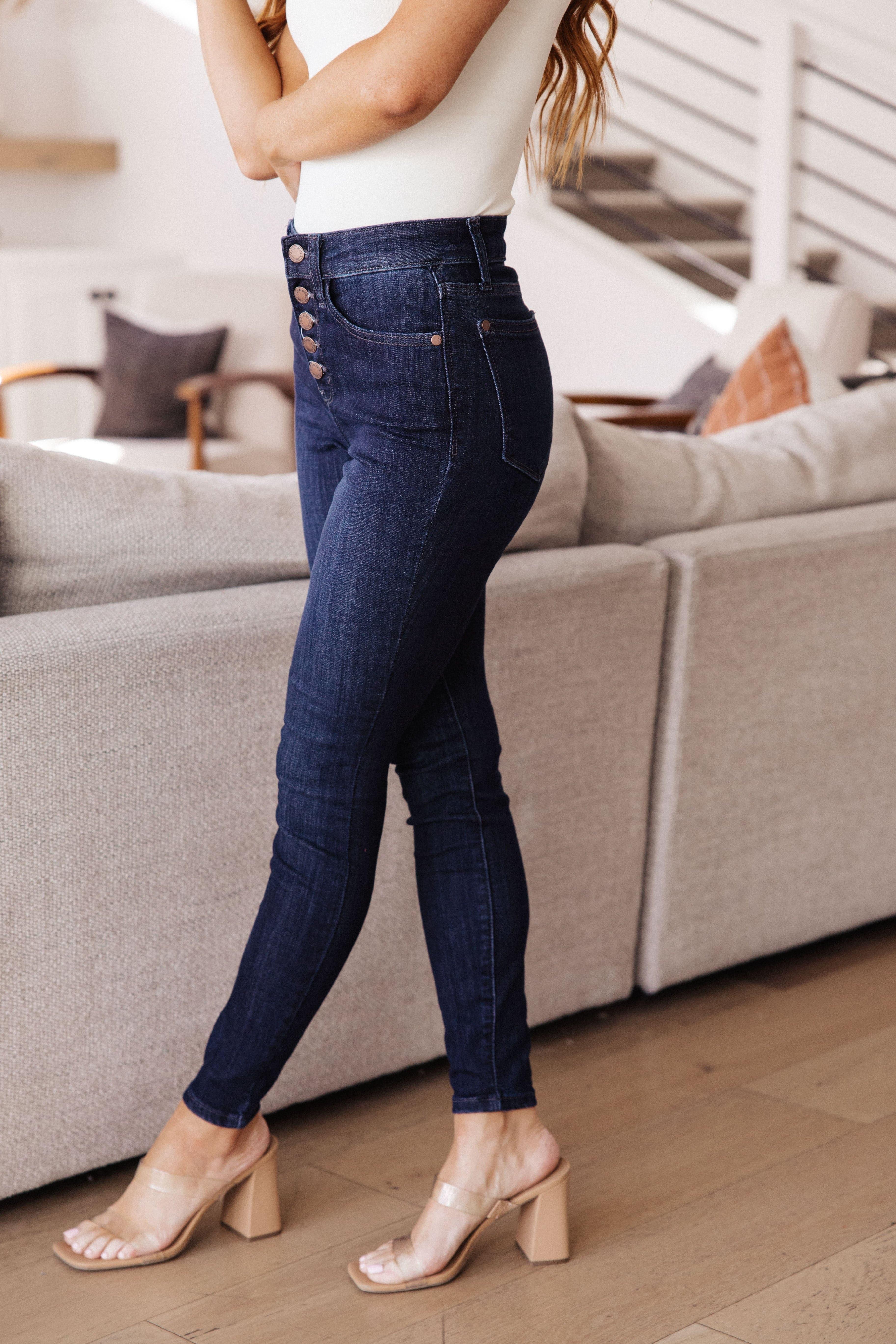 JUDY BLUE Celecia High Waist Hand Sanded Resin Skinny Jeans - SwagglyLife Home & Fashion