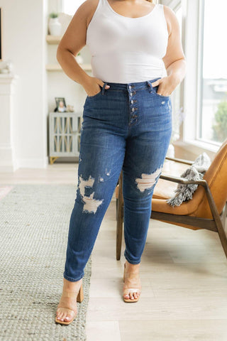 Colt High Rise Button Fly Distressed Boyfriend Jeans - SwagglyLife Home & Fashion