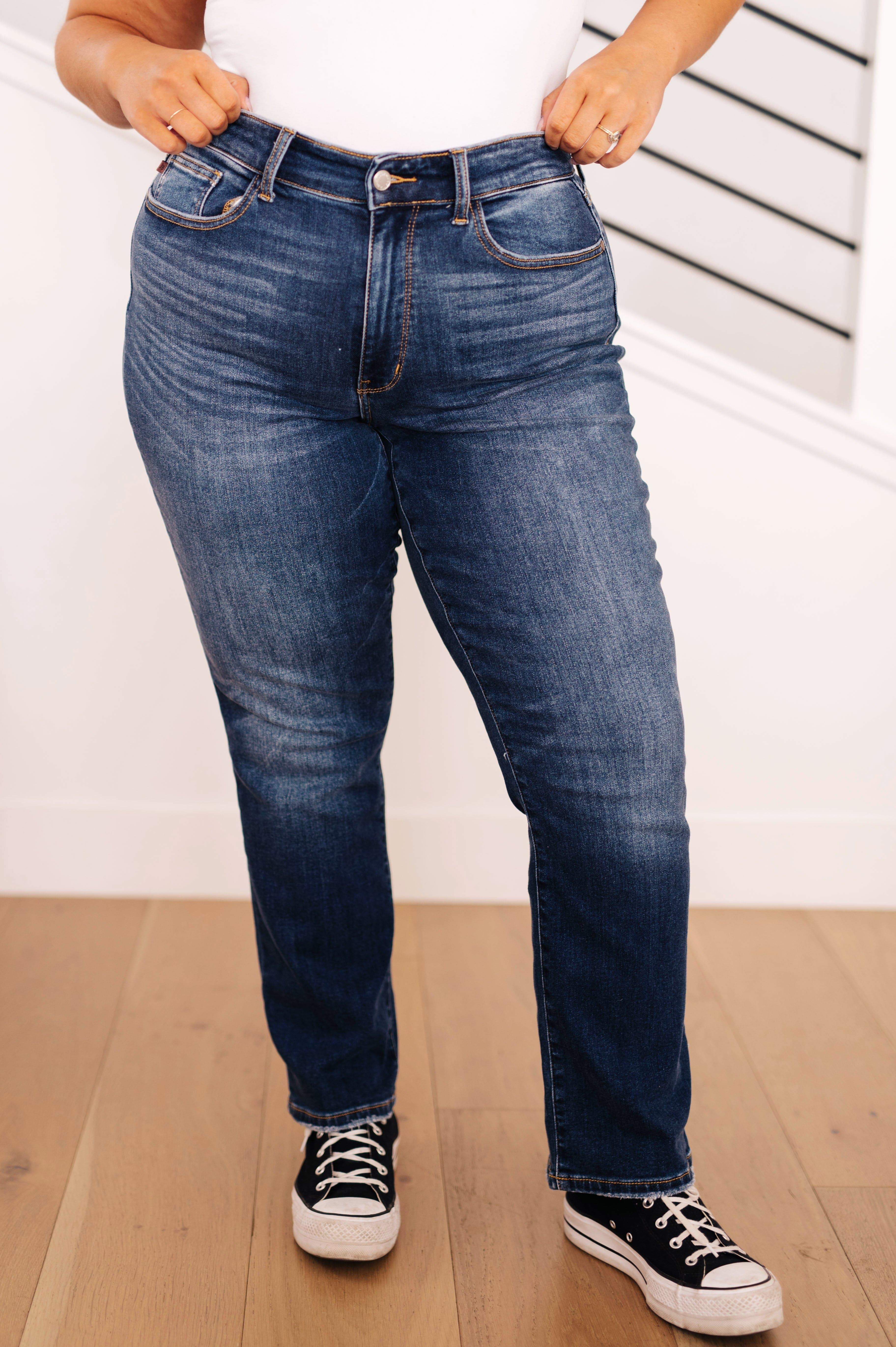 Judy Blue Estelle High Waist Thermal Straight Jeans - SwagglyLife Home & Fashion
