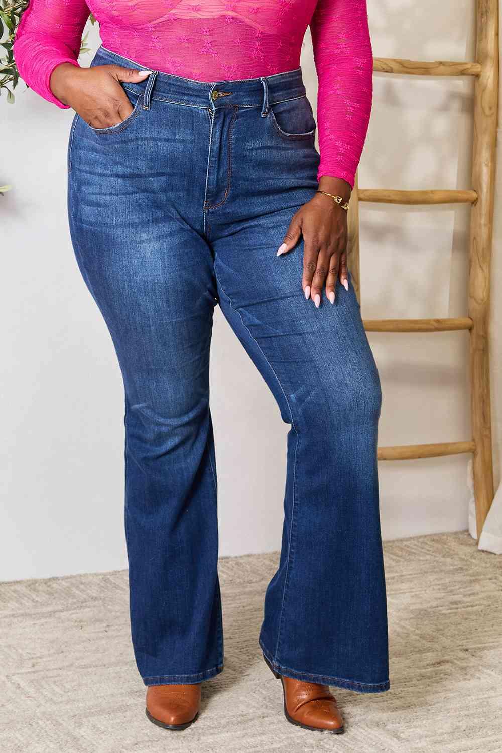 Judy Blue Full Size Flare Jeans with Pockets - SwagglyLife Home & Fashion