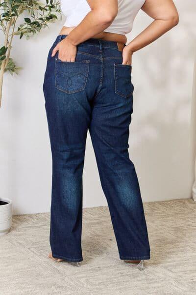 Judy Blue Full Size Button-Fly Straight Jeans - SwagglyLife Home & Fashion