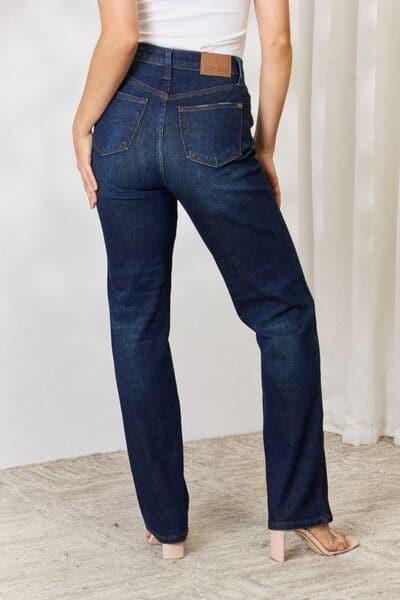 Judy Blue Full Size Button-Fly Straight Jeans - SwagglyLife Home & Fashion