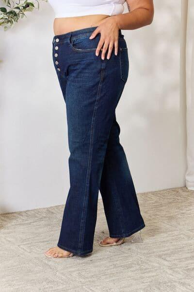 Judy Blue Full Size Button-Fly Straight Jeans - SwagglyLife Home & Fashion