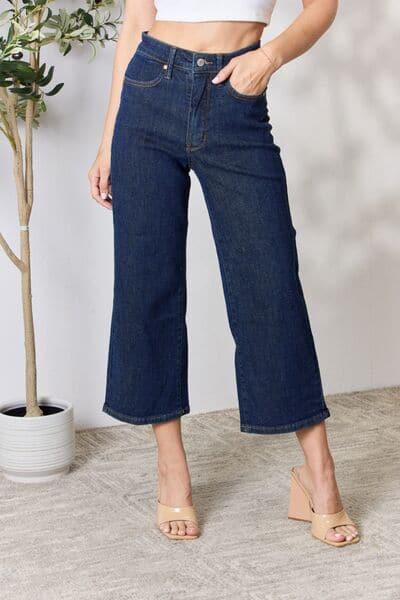 Judy Blue Full Size High Waist Cropped Wide Leg Jeans - SwagglyLife Home & Fashion