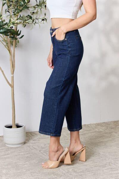 Judy Blue Full Size High Waist Cropped Wide Leg Jeans - SwagglyLife Home & Fashion