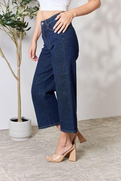 Judy Blue Full Size High Waist Cropped Wide Leg Jeans - SwagglyLife Home & Fashion
