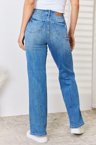 Judy Blue Full Size High Waist Distressed Straight-Leg Jeans - SwagglyLife Home & Fashion