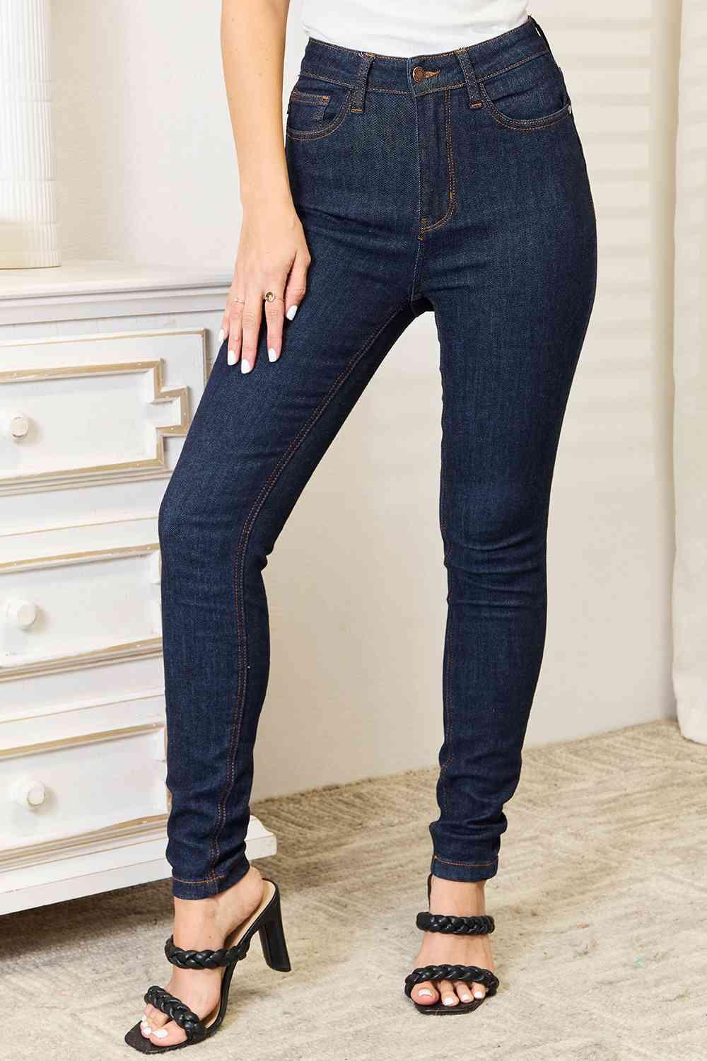 Judy Blue Full Size High Waist Pocket Embroidered Skinny Jeans - SwagglyLife Home & Fashion