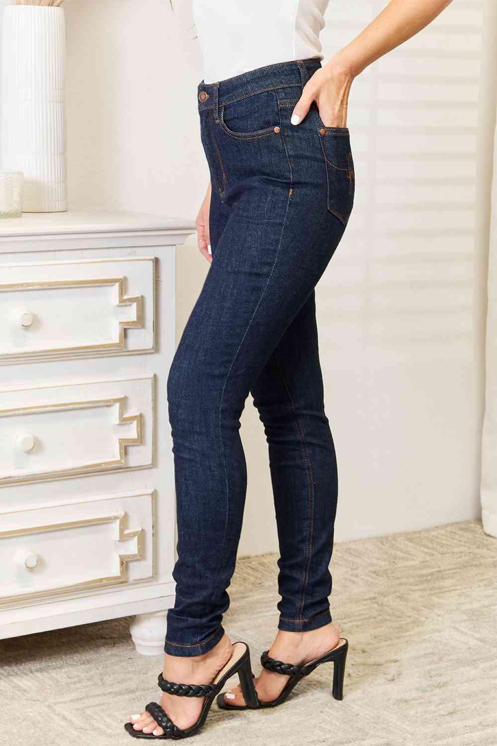 Judy Blue Full Size High Waist Pocket Embroidered Skinny Jeans - SwagglyLife Home & Fashion