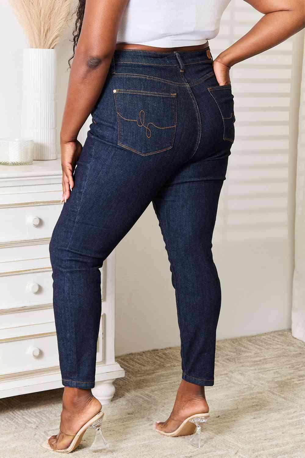 Judy Blue Full Size High Waist Pocket Embroidered Skinny Jeans - SwagglyLife Home & Fashion