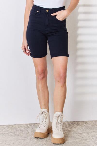 Judy Blue Full Size High Waist Tummy Control Bermuda Shorts - SwagglyLife Home & Fashion