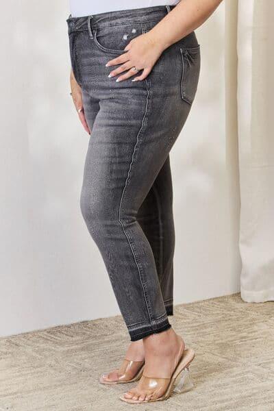 Judy Blue Full Size High Waist Tummy Control Release Hem Skinny Jeans - SwagglyLife Home & Fashion