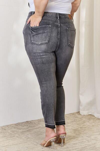 Judy Blue Full Size High Waist Tummy Control Release Hem Skinny Jeans - SwagglyLife Home & Fashion