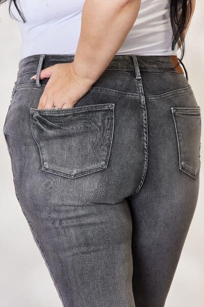 Judy Blue Full Size High Waist Tummy Control Release Hem Skinny Jeans - SwagglyLife Home & Fashion