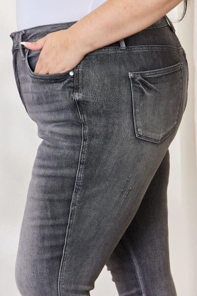 Judy Blue Full Size High Waist Tummy Control Release Hem Skinny Jeans - SwagglyLife Home & Fashion