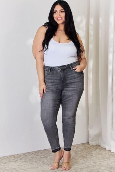 Judy Blue Full Size High Waist Tummy Control Release Hem Skinny Jeans - SwagglyLife Home & Fashion