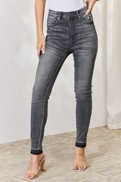 Judy Blue Full Size High Waist Tummy Control Release Hem Skinny Jeans - SwagglyLife Home & Fashion