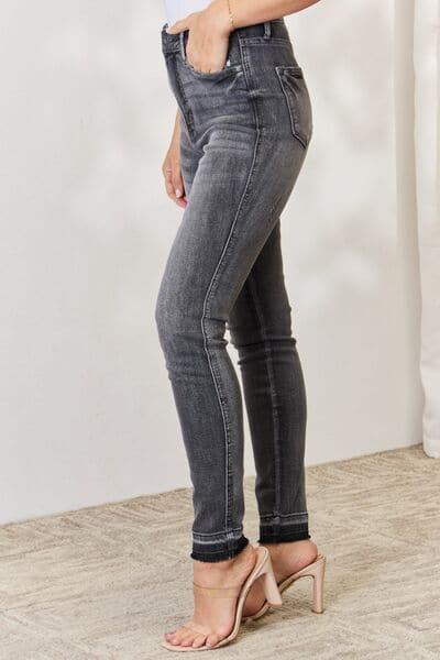 Judy Blue Full Size High Waist Tummy Control Release Hem Skinny Jeans - SwagglyLife Home & Fashion