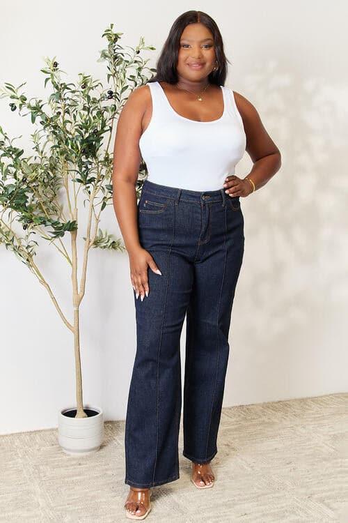 Judy Blue Full Size High Waist Wide Leg Jeans - SwagglyLife Home & Fashion