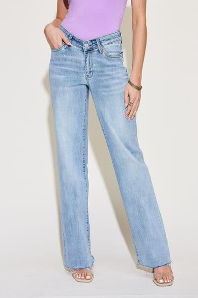 Judy Blue Full Size V Front Waistband Straight Jeans - SwagglyLife Home & Fashion