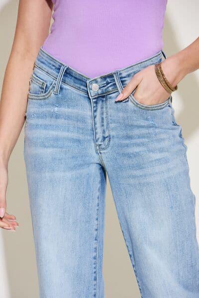 Judy Blue Full Size V Front Waistband Straight Jeans - SwagglyLife Home & Fashion