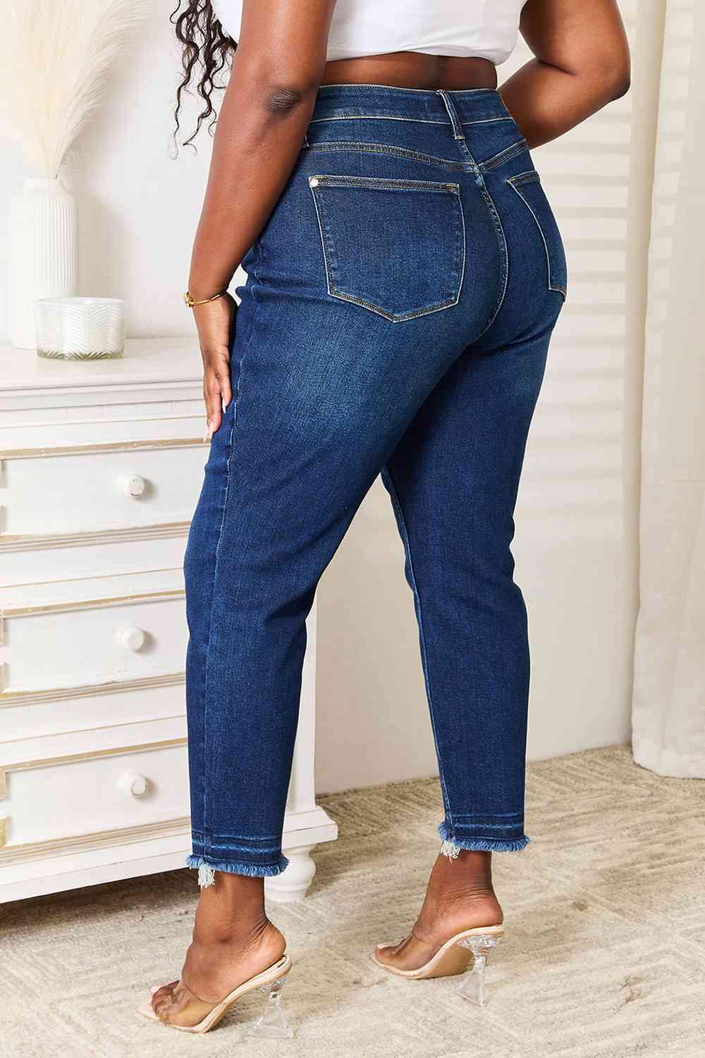 Judy Blue High Waist Released Hem Slit Jeans - SwagglyLife Home & Fashion