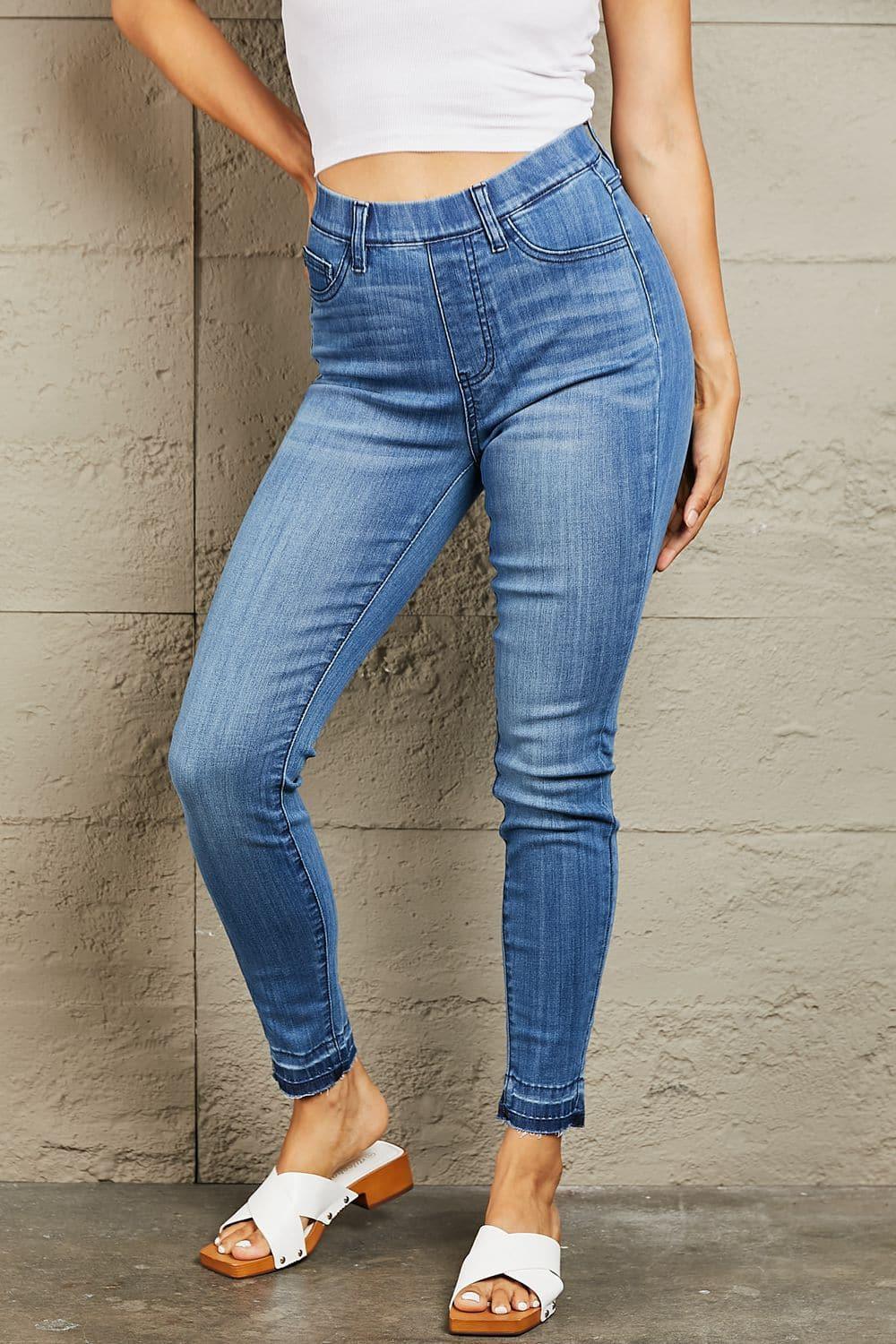 Judy Blue Janavie Full Size High Waisted Pull On Skinny Jeans - SwagglyLife Home & Fashion