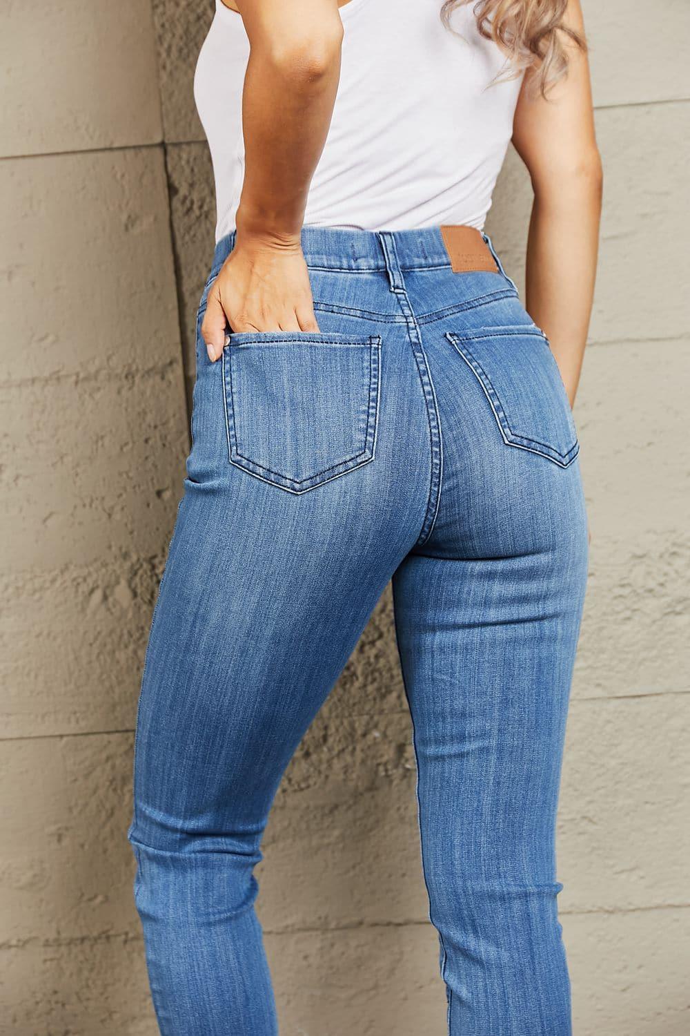 Judy Blue Janavie Full Size High Waisted Pull On Skinny Jeans - SwagglyLife Home & Fashion