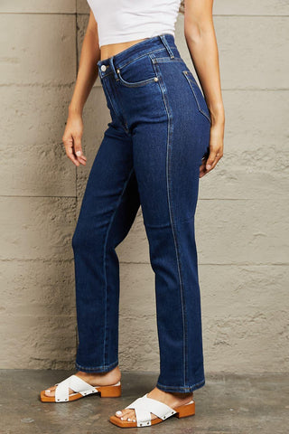 Judy Blue Kailee Full Size Tummy Control High Waisted Straight Jeans - SwagglyLife Home & Fashion