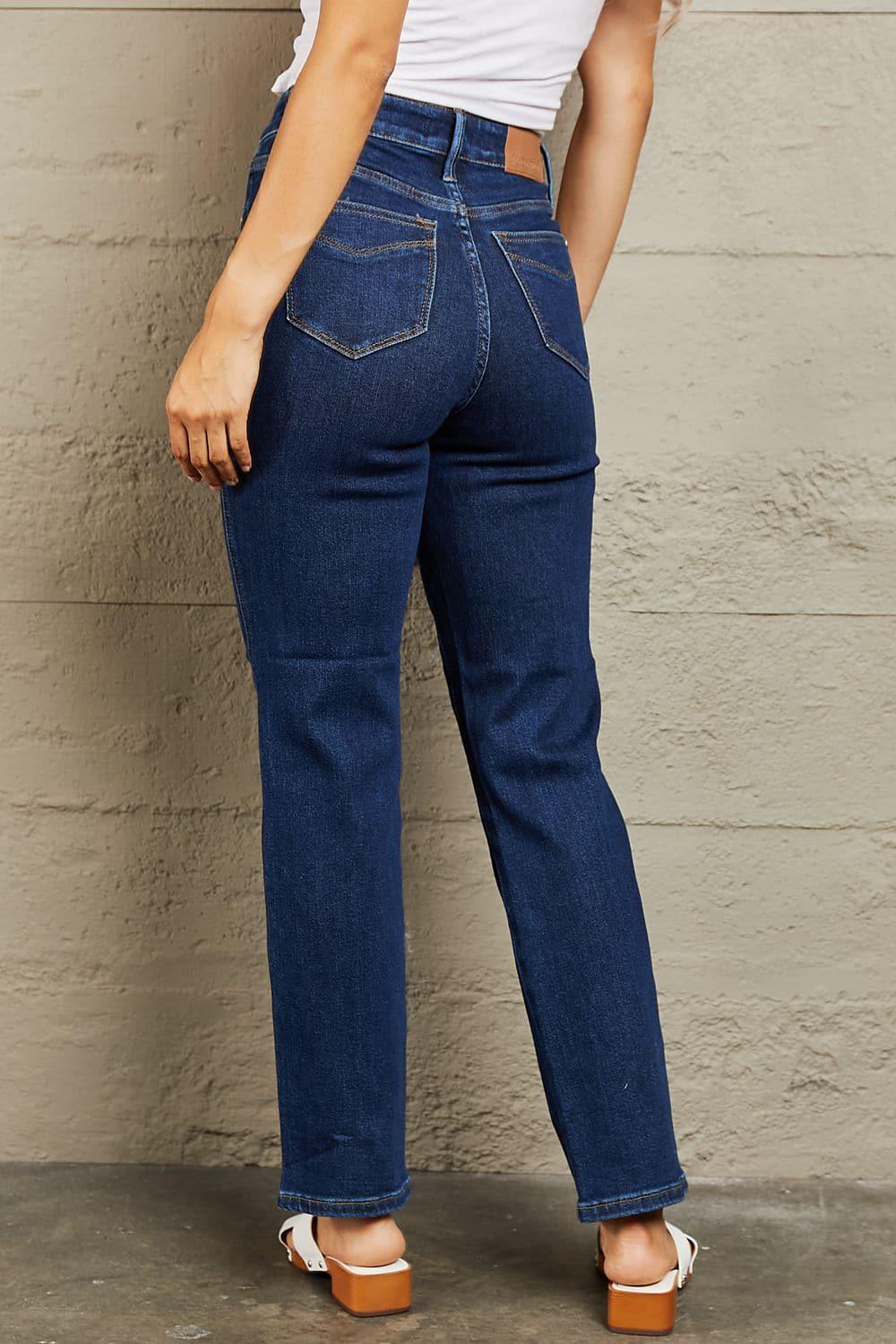 Judy Blue Kailee Full Size Tummy Control High Waisted Straight Jeans - SwagglyLife Home & Fashion