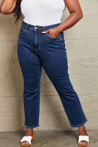 Judy Blue Kailee Full Size Tummy Control High Waisted Straight Jeans - SwagglyLife Home & Fashion