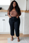 Lizzy High Rise Control Top Wide Leg Crop Jeans in Black - SwagglyLife Home & Fashion