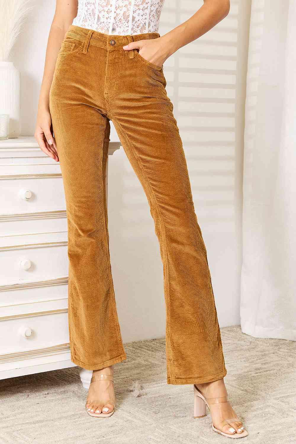 Judy Blue Mid Rise Corduroy Pants - SwagglyLife Home & Fashion