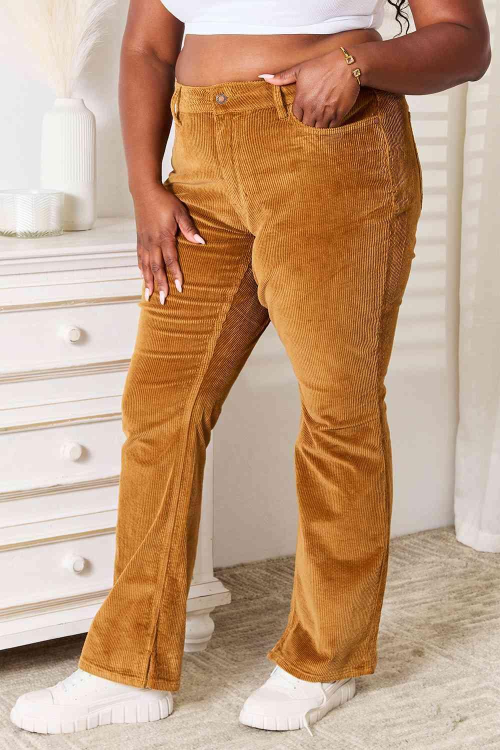 Judy Blue Mid Rise Corduroy Pants - SwagglyLife Home & Fashion