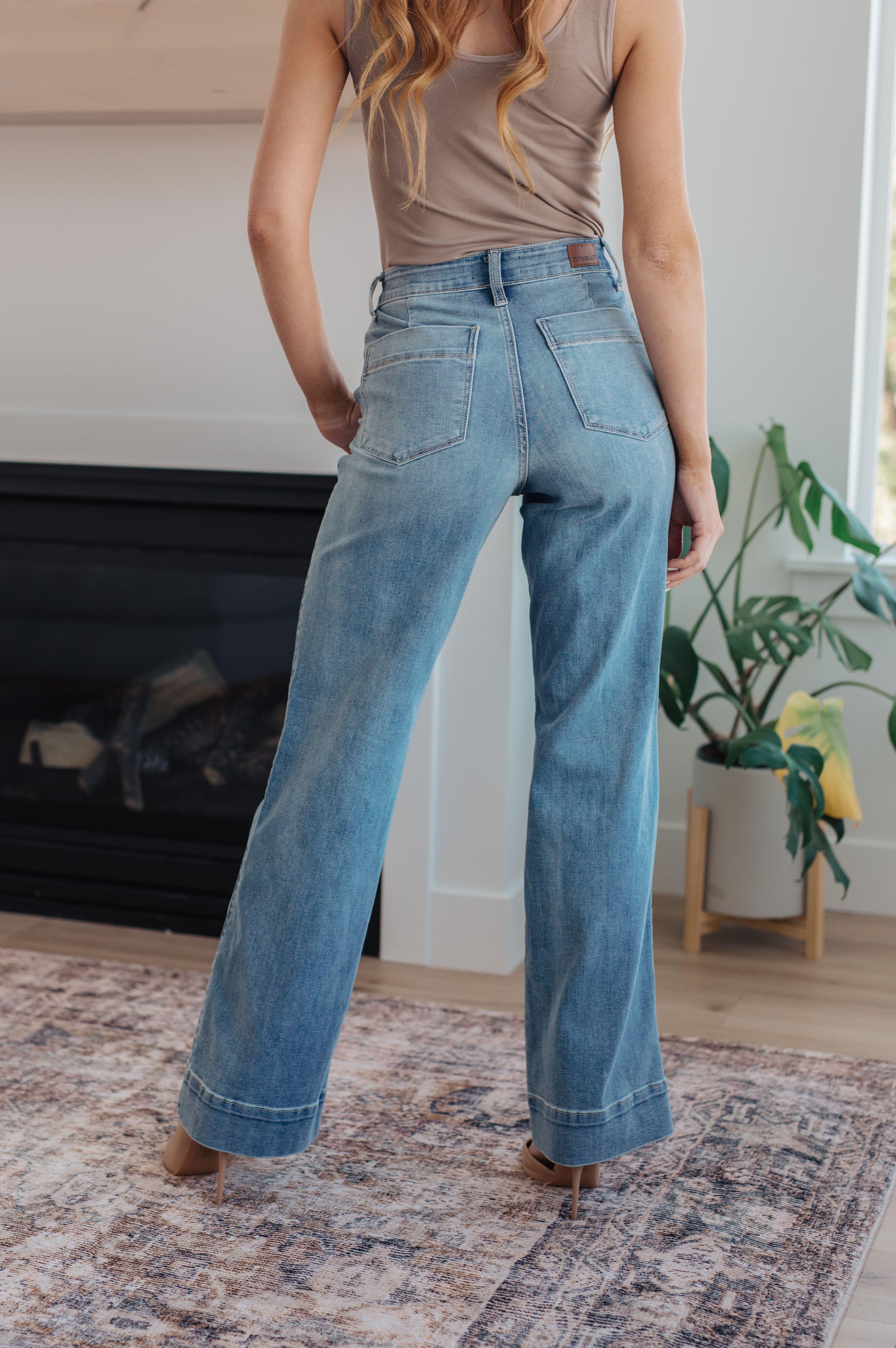 Judy Blue Mindy Mid Rise Wide Leg Jeans - SwagglyLife Home & Fashion