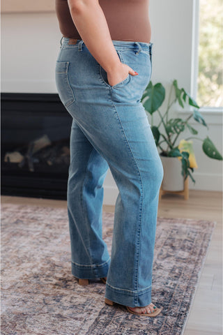 Judy Blue Mindy Mid Rise Wide Leg Jeans - SwagglyLife Home & Fashion