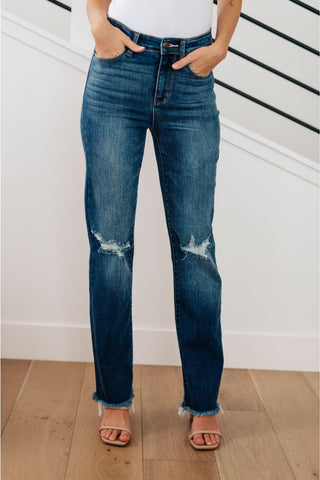 Judy Blue Morgan High Rise Distressed Straight Jeans - SwagglyLife Home & Fashion