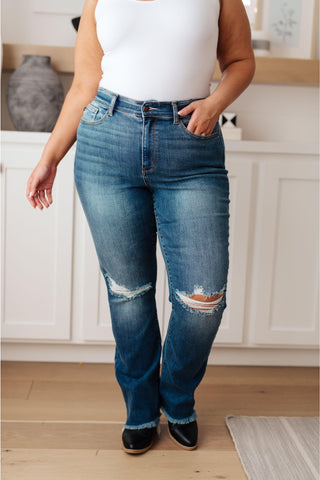 Judy Blue Morgan High Rise Distressed Straight Jeans - SwagglyLife Home & Fashion