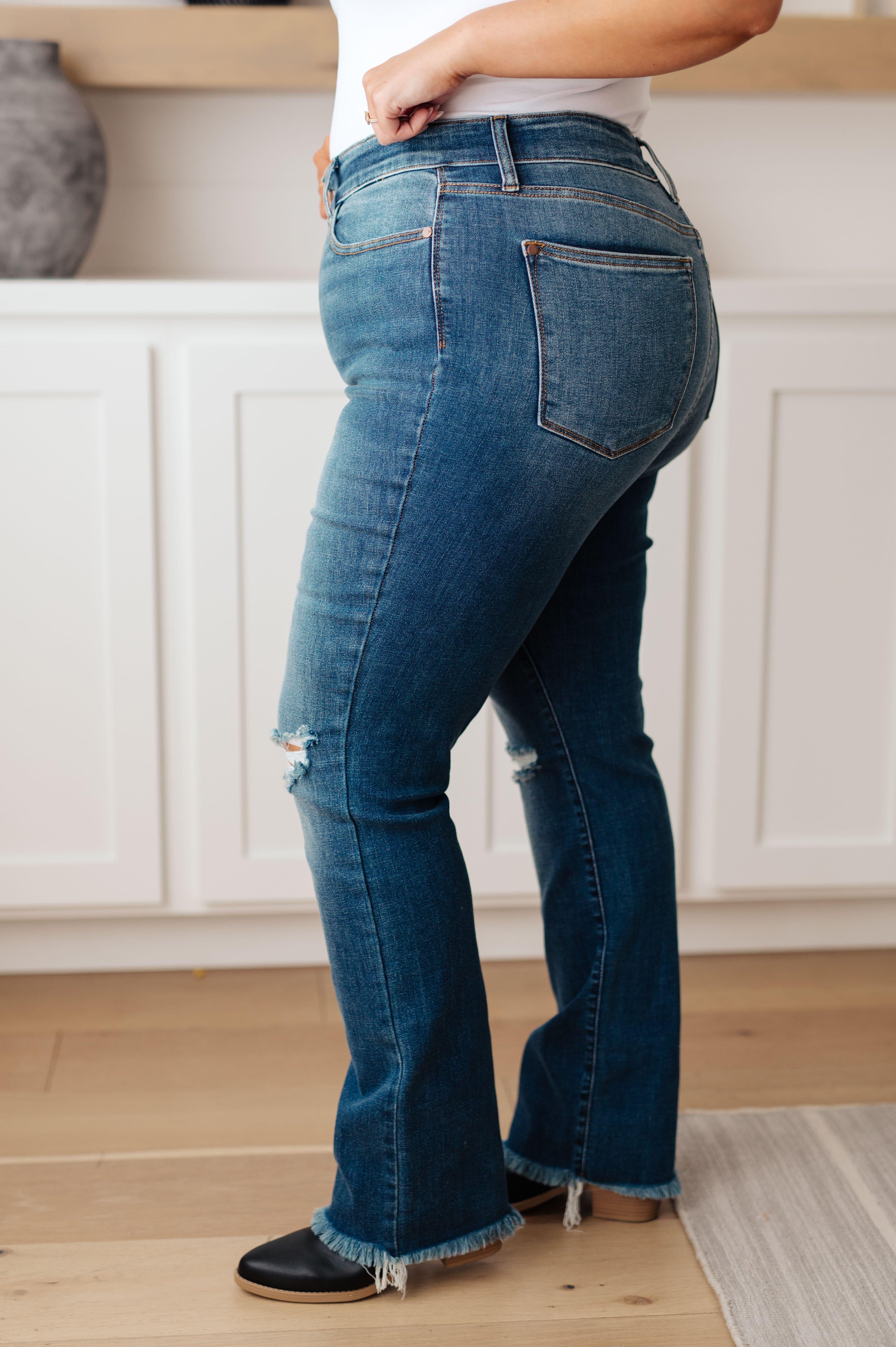 Judy Blue Morgan High Rise Distressed Straight Jeans - SwagglyLife Home & Fashion